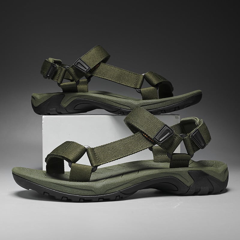 Vyriniai tinkliniai sandalai - atviras pirštas, raišteliai, neslydinti gumos padas