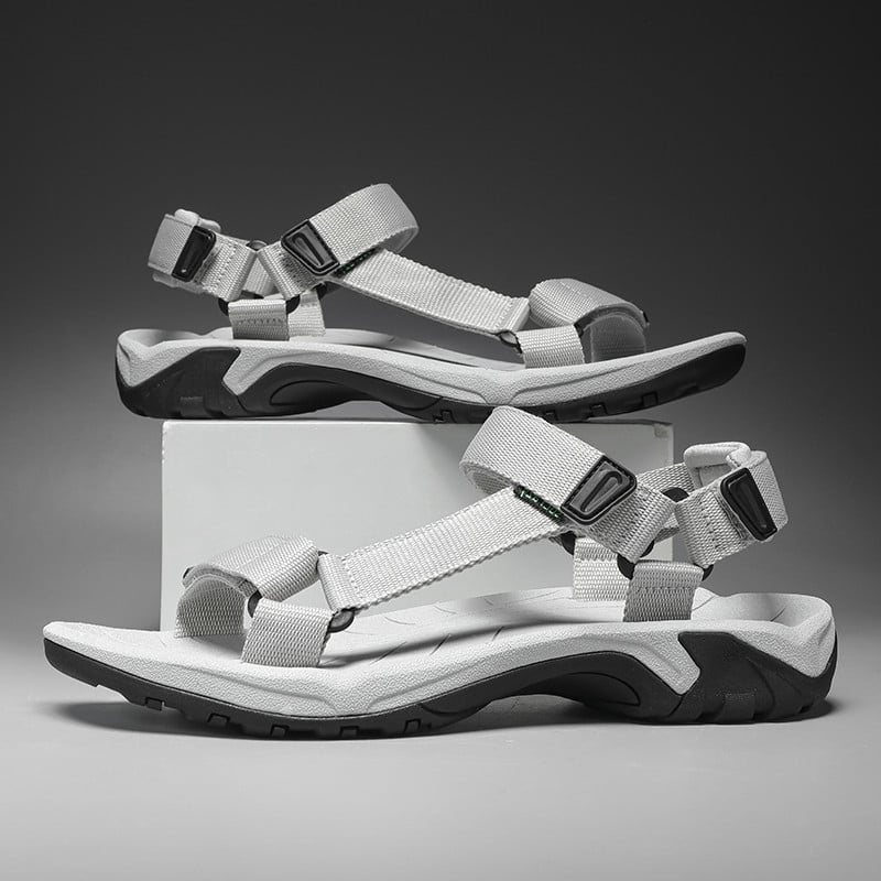 Vyriniai tinkliniai sandalai - atviras pirštas, raišteliai, neslydinti gumos padas