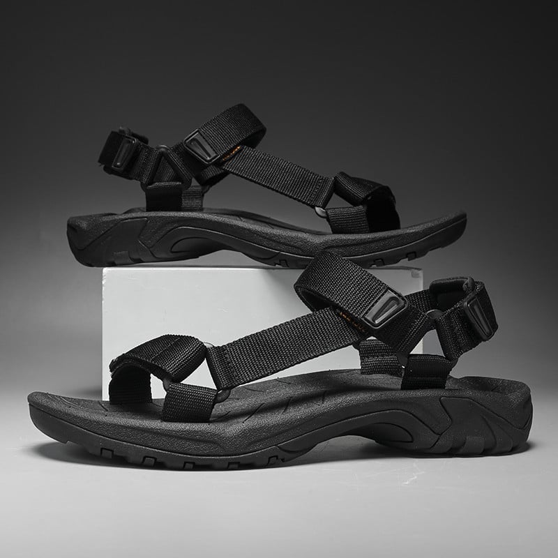 Vyriniai tinkliniai sandalai - atviras pirštas, raišteliai, neslydinti gumos padas