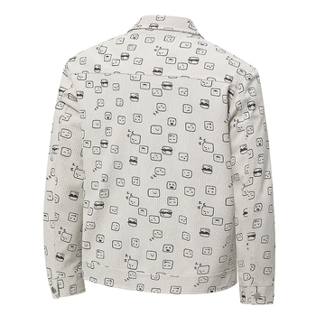 Muška windbreaker jakna s jacquard printom, kapuljom, vunom i krznom zeca, jesenska sezona 2025