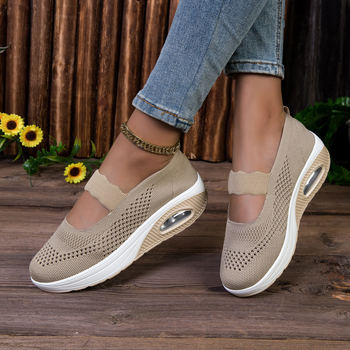 Γυναικεία αθλητικά παπούτσια, διαπνέον διχτυωτό πάνω μέρος, ελαφριά, μπροστινό δέσιμο με κορδόνια, χαμηλή κατασκευή, μαλακή σόλα, ύψος φτέρνας 3–5 εκ