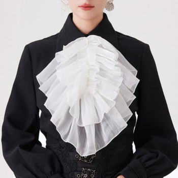 Οργανοζά κολάρο με φουσκωτές βολάν, βίντατζ στιλ, ρυθμιζόμενο (Υλικό: Οργανοζα; Επένδυση: Πολυεστέρας)