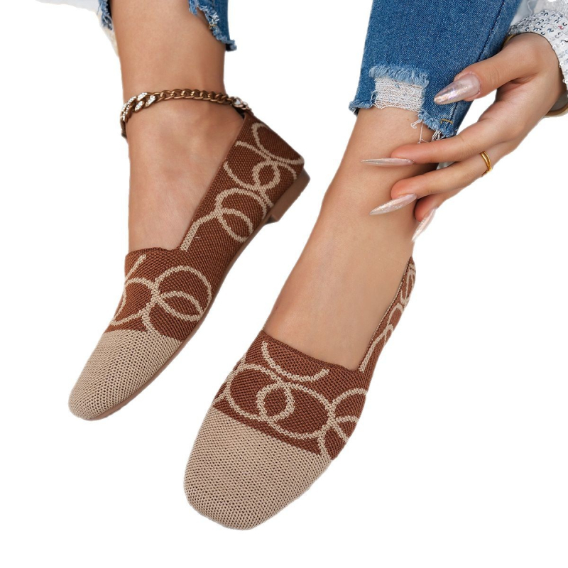Pantofi slip-on casual pentru femei, din material textil, interior PU, talpă din cauciuc, croială joasă