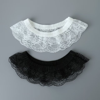 Csipkés hamis gallér elasztikus vékony sál – Felnőttek (Poliészter-selyem; Jiangxi Ganzhou; 2025 ősz)