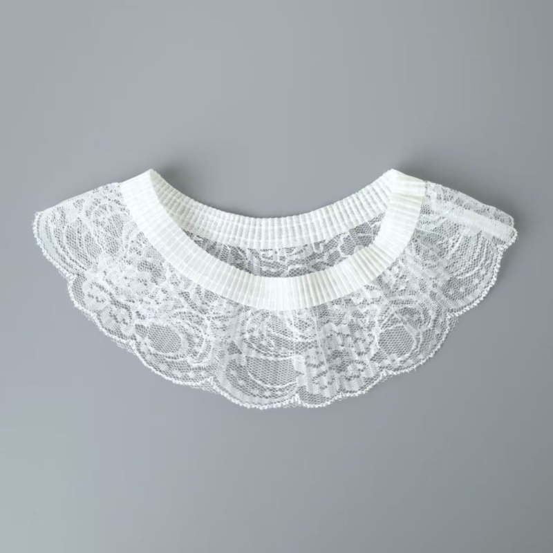 Csipkés hamis gallér elasztikus vékony sál – Felnőttek (Poliészter-selyem; Jiangxi Ganzhou; 2025 ősz)