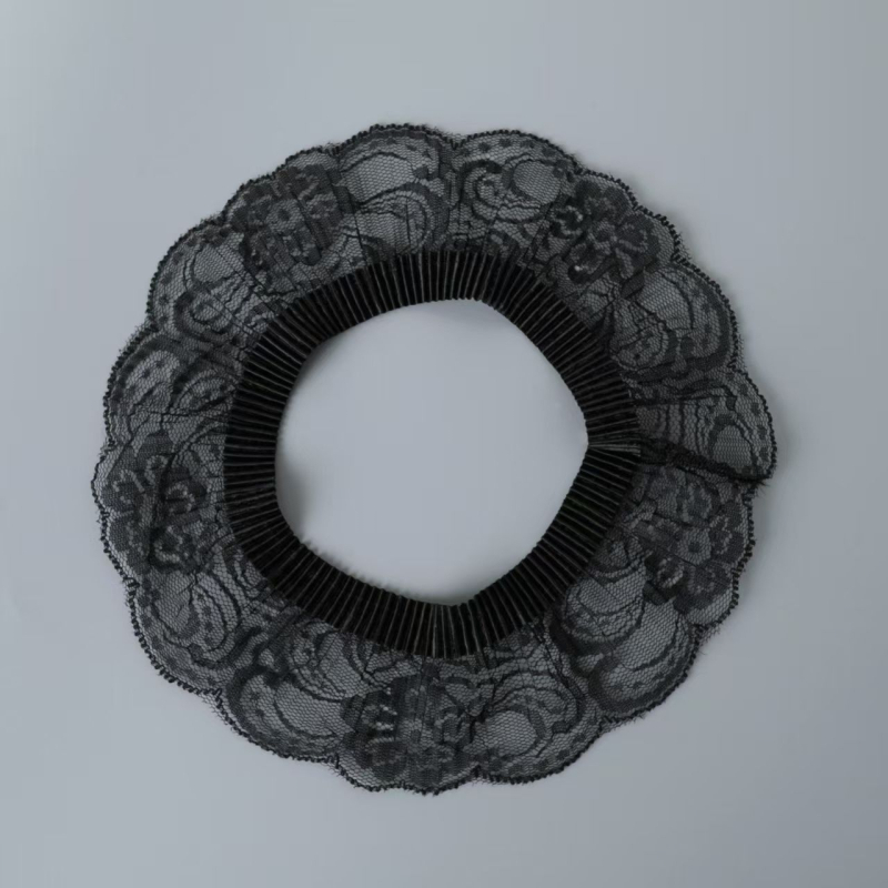 Csipkés hamis gallér elasztikus vékony sál – Felnőttek (Poliészter-selyem; Jiangxi Ganzhou; 2025 ősz)