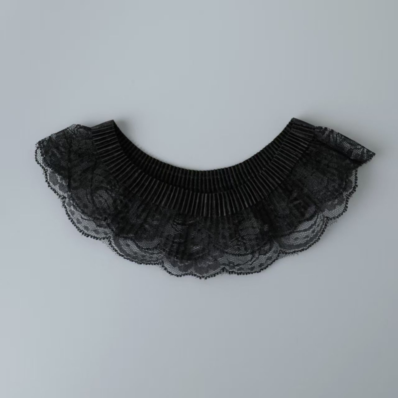 Csipkés hamis gallér elasztikus vékony sál – Felnőttek (Poliészter-selyem; Jiangxi Ganzhou; 2025 ősz)