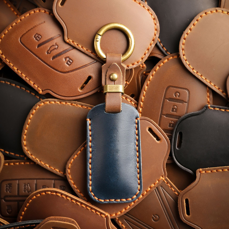 Hallmo rankų darbo raktų dangtelis iš karvės odos Volvo — retro stilius, suderinamas su XC60, S90, XC90, V90, V60, XC40