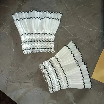 Γυναικείος αποσπώμενος δαντελένιος γιακάς και μανσέτες από πολυεστερική ίνα — ενήλικες, χειμώνας 2022, πολυεστερική επένδυση