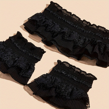 Γυναικείος αποσπώμενος δαντελένιος γιακάς και μανσέτες από πολυεστερική ίνα — ενήλικες, χειμώνας 2022, πολυεστερική επένδυση