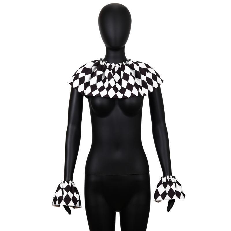 Cravată decorativă de clovn, model carouri, din poliester mătase, reglabilă, pentru decor de Halloween și costumul de scenă