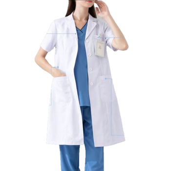 Luyu Unisex ιατρικές στολές: λευκό ράσο, μακρύ μανίκι, καπρί παντελόνια, ύφασμα chenille με ελαστάνη, Άνοιξη 2025