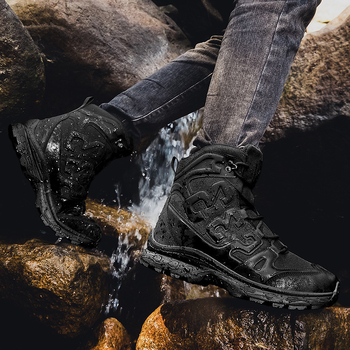 Ανδρικά Παπούτσια Ορεινής Διάβασης – Αντιολισθητικά, Ανθεκτικά, Διαπνοή, Απορρόφηση Κραδασμών για Πεζοπορία και Αναρρίχηση (Κωδ. 7-2718; Υλικό: Δέρμα βοοειδών σε σουέντ + Oxford ύφασμα)