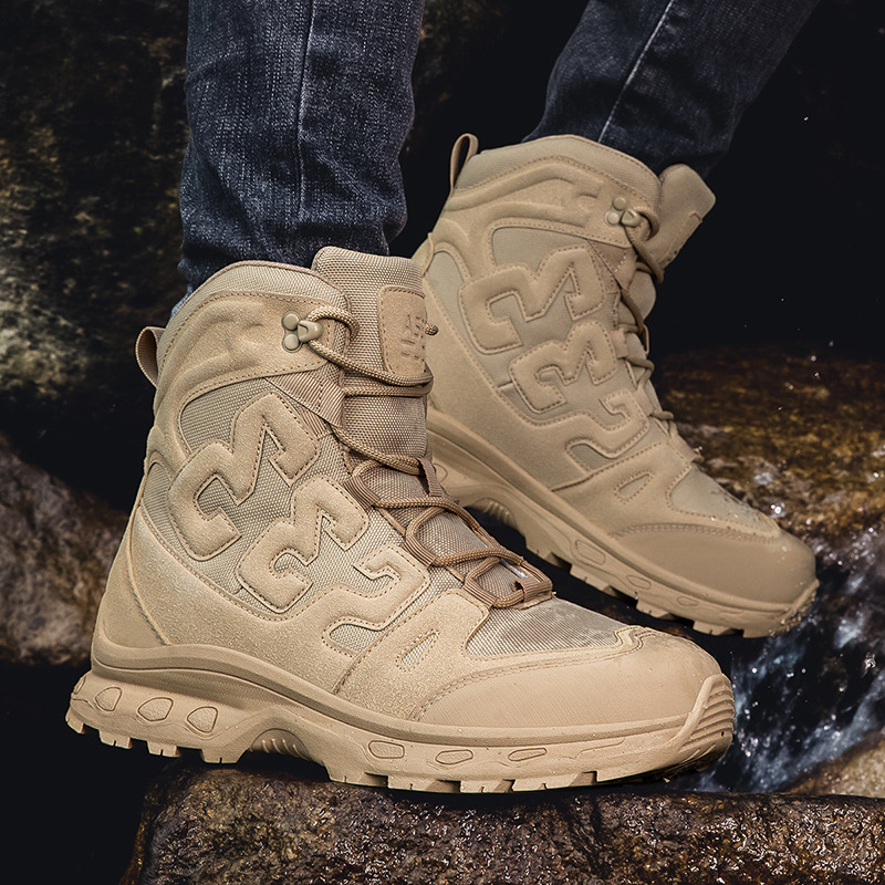 Ανδρικά Παπούτσια Ορεινής Διάβασης – Αντιολισθητικά, Ανθεκτικά, Διαπνοή, Απορρόφηση Κραδασμών για Πεζοπορία και Αναρρίχηση (Κωδ. 7-2718; Υλικό: Δέρμα βοοειδών σε σουέντ + Oxford ύφασμα)