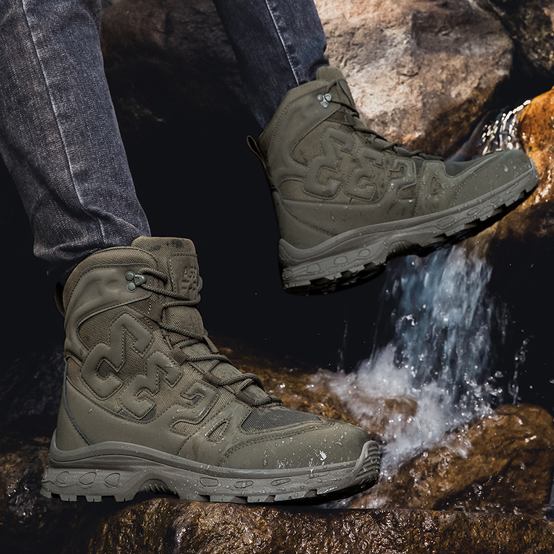 Ανδρικά Παπούτσια Ορεινής Διάβασης – Αντιολισθητικά, Ανθεκτικά, Διαπνοή, Απορρόφηση Κραδασμών για Πεζοπορία και Αναρρίχηση (Κωδ. 7-2718; Υλικό: Δέρμα βοοειδών σε σουέντ + Oxford ύφασμα)