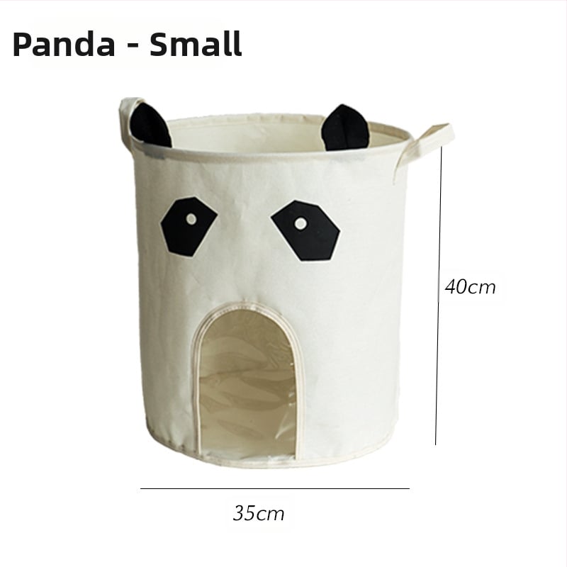 Audinio vaiko žaislų laikymo dėžė su skaidriu paneliu, sulankstoma, animacinių filmų dizainas, medvilninis audinys, šiuolaikiškas minimalistinis stilius, žaislams ir smulkmenoms