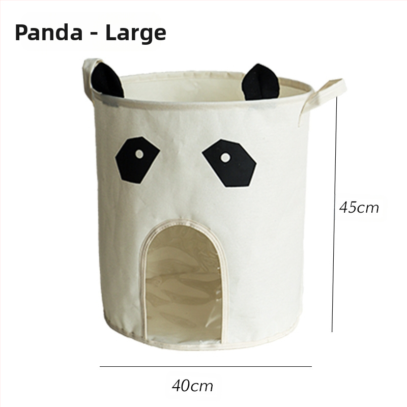 Audinio vaiko žaislų laikymo dėžė su skaidriu paneliu, sulankstoma, animacinių filmų dizainas, medvilninis audinys, šiuolaikiškas minimalistinis stilius, žaislams ir smulkmenoms