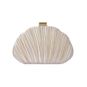 Τσάντα βραδινή σε σχήμα κοχύλι, γυναικεία με μονή λουρί και χερούλι, πολυεστέρας, εσωτερική θήκη εγγράφων, κλείσιμο με αγκράφα, άνοιξη 2025, τάση shell bag