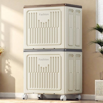 Ντουλάπι Αποθήκευσης Ρούχων με Καπάκι που Ανοίγει, Με Ρόδες, Αναδιπλούμενος Οργανωτής Ρούχων, Μεγάλη Χωρητικότητα, Πλαστικό