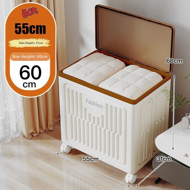 Ντουλάπι Αποθήκευσης Ρούχων με Καπάκι που Ανοίγει, Με Ρόδες, Αναδιπλούμενος Οργανωτής Ρούχων, Μεγάλη Χωρητικότητα, Πλαστικό