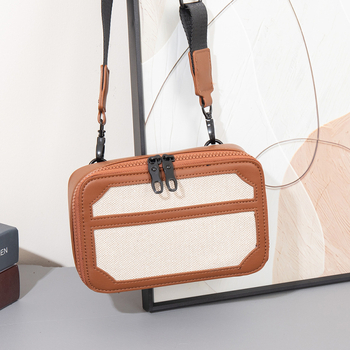 Мъжка PU кръстосана чанта, уличен стил, дишаща, монохромен дизайн, подплата от полиестер