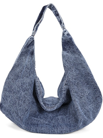 Τσάντα Tote από denim, σε στυλ street trend, κλείσιμο με φερμουάρ, εσωτερικές θήκες (θήκη με φερμουάρ, θήκη για κινητό, θήκη για έγγραφα), μάρκα MJH