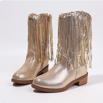 Παιδικά μποτάκια Martin, με ψηλό ύψος, πλαϊνό φερμουάρ, χοντρό τακούνι, συνθετικό δέρμα