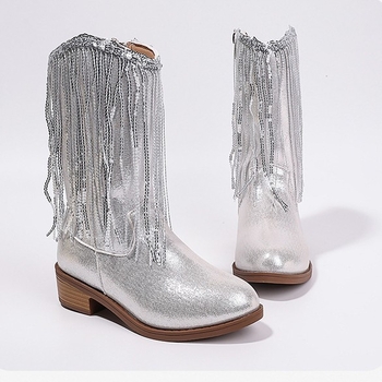 Παιδικά μποτάκια Martin, με ψηλό ύψος, πλαϊνό φερμουάρ, χοντρό τακούνι, συνθετικό δέρμα