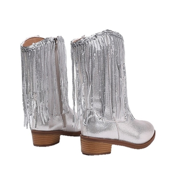 Παιδικά μποτάκια Martin, με ψηλό ύψος, πλαϊνό φερμουάρ, χοντρό τακούνι, συνθετικό δέρμα