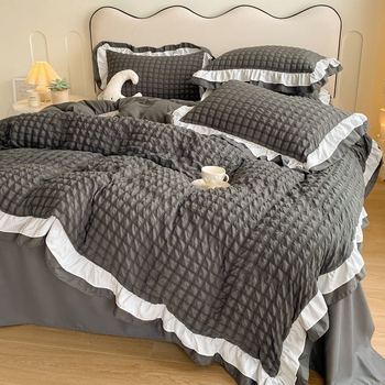 Bubble Yarn комплект спално бельо от чист памук – еднотонен цвят, твилова тъкан, реактивно боядисване