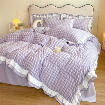 Bubble Yarn комплект спално бельо от чист памук – еднотонен цвят, твилова тъкан, реактивно боядисване