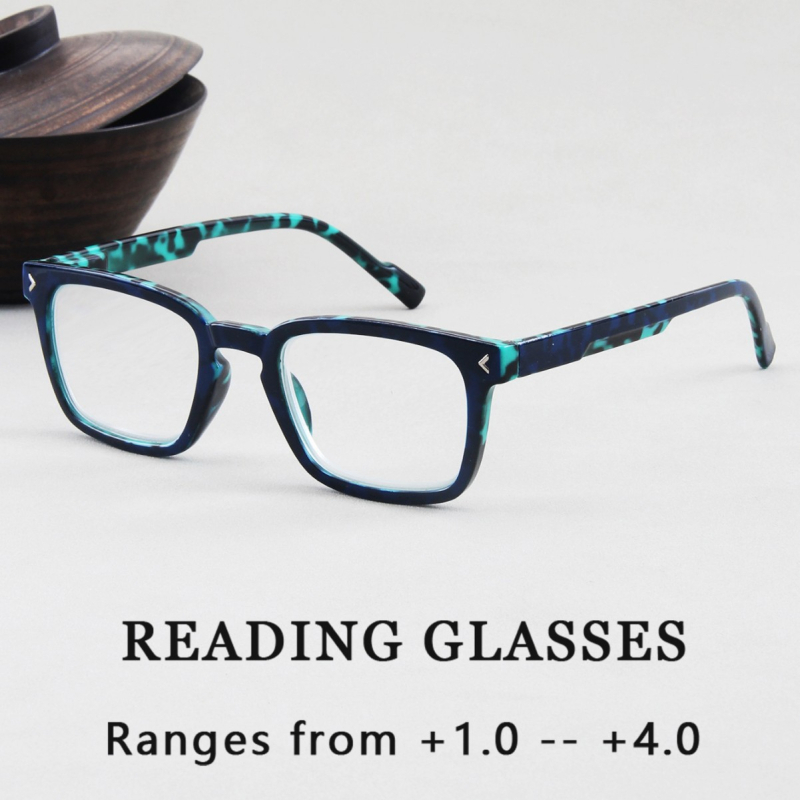 Очила за четене с PC лещи, защита срещу синя светлина, пълна рамка, квадратни рамки