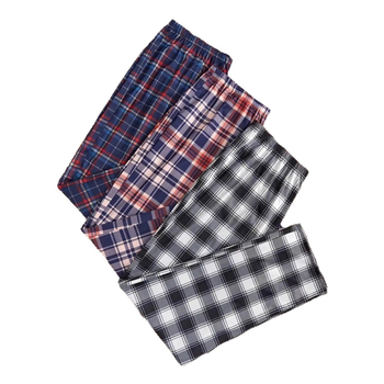 Άνετα παντελόνια με ίσια γραμμή, μακριά, καρό εκτύπωση, μεσαία μέση, ελαστικό συνθετικό ύφασμα