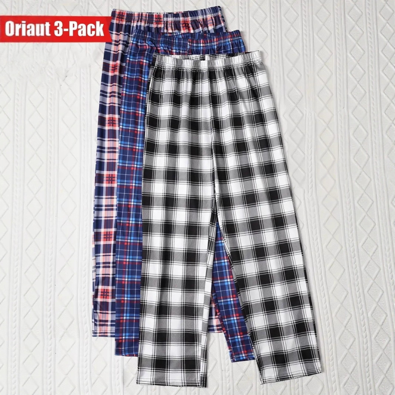 Casual hlače s pravim krojem, duge, karirani uzorak, srednji pojas, elastična sintetička smjesa