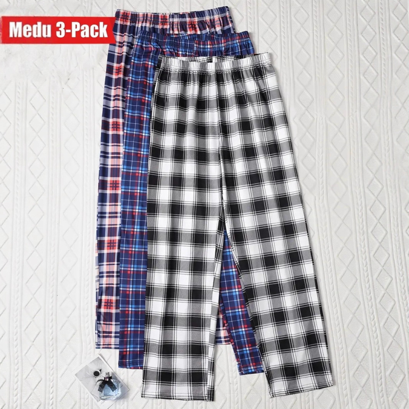 Casual hlače s pravim krojem, duge, karirani uzorak, srednji pojas, elastična sintetička smjesa