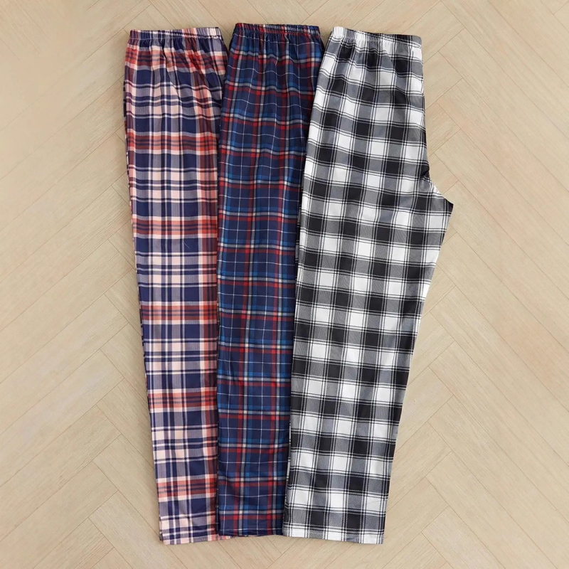 Casual hlače s pravim krojem, duge, karirani uzorak, srednji pojas, elastična sintetička smjesa