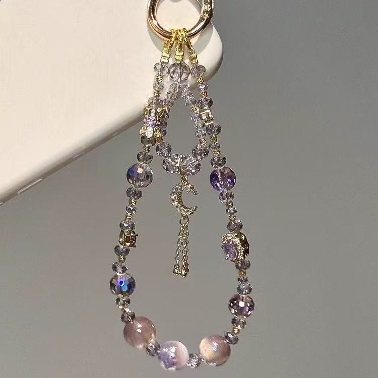 Telefonska ogrlica s perlicama - ručna izrada, materijal plastika/resin, privjesak ključa, motivi zvijezda/sunce/mjesec/oblaci/univerzum, ljeto 2025