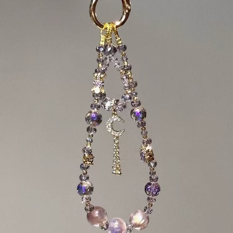 Telefonska ogrlica s perlicama - ručna izrada, materijal plastika/resin, privjesak ključa, motivi zvijezda/sunce/mjesec/oblaci/univerzum, ljeto 2025