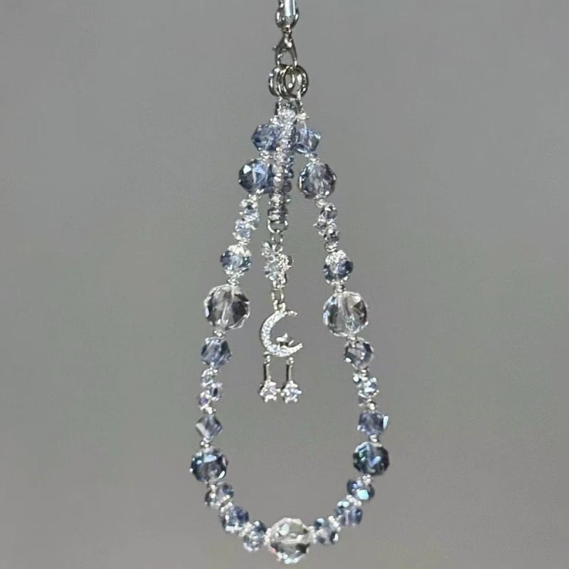 Telefonska ogrlica s perlicama - ručna izrada, materijal plastika/resin, privjesak ključa, motivi zvijezda/sunce/mjesec/oblaci/univerzum, ljeto 2025