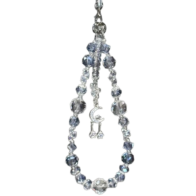 Telefonska ogrlica s perlicama - ručna izrada, materijal plastika/resin, privjesak ključa, motivi zvijezda/sunce/mjesec/oblaci/univerzum, ljeto 2025