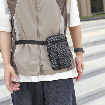 Мъжка презрамкова чанта LC350, стил Business Elite, Oxford плат, геометричен модел, полиестерна подплата