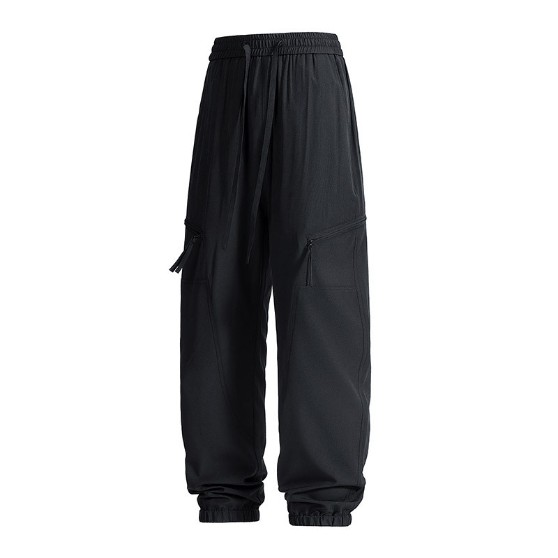 Muške ljetne casual jogger hlače, širok kroj, srednji struk s remenom, poliester-mješavina, prozračna rastezljiva tkanina