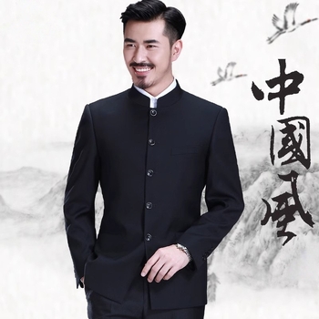 Zhongshan стил мъжки костюм – копчета декорация, полиестер, четири сезона, есен 2025, премиум изработка