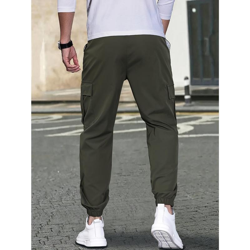 Muške cargo hlače s bočnim džepom, visokim strukom, ravni kroj, kapri duljina, bambus vlakna