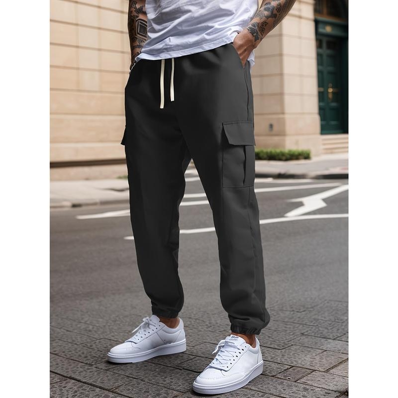 Muške cargo hlače s bočnim džepom, visokim strukom, ravni kroj, kapri duljina, bambus vlakna