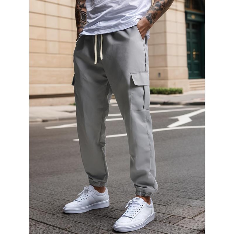 Muške cargo hlače s bočnim džepom, visokim strukom, ravni kroj, kapri duljina, bambus vlakna