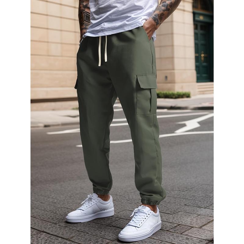 Muške cargo hlače s bočnim džepom, visokim strukom, ravni kroj, kapri duljina, bambus vlakna