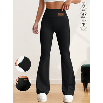 Κολάν με φαρδιά γραμμή, ελαστική μέση, μεσαίο ύψος μέσης, μήκος μέχρι τον αστράγαλο, χαλαρή εφαρμογή