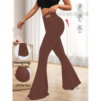 Κολάν με φαρδιά γραμμή, ελαστική μέση, μεσαίο ύψος μέσης, μήκος μέχρι τον αστράγαλο, χαλαρή εφαρμογή