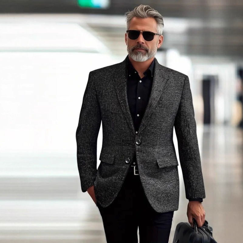 Мъжко сако за ежедневието, Slim Fit, Лапел, едноредово копче, Полиестерно влакно (91.5% полиестер, 8.5% вискоза) с подплата от полиестер, Пролетно-есенен сезон